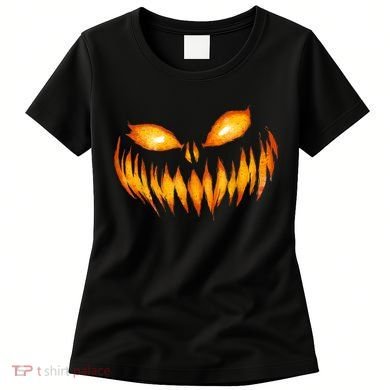 Jack O Lantern Scary Carved Pumpkin Face Halloween Women's T-Shirt