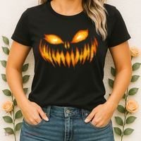 Jack O Lantern Scary Carved Pumpkin Face Halloween Women's T-Shirt thumb 2