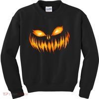 Jack O Lantern Scary Carved Pumpkin Face Halloween Kids Sweatshirt thumb 0