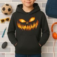 Jack O Lantern Scary Carved Pumpkin Face Halloween Kids Hoodie thumb 2