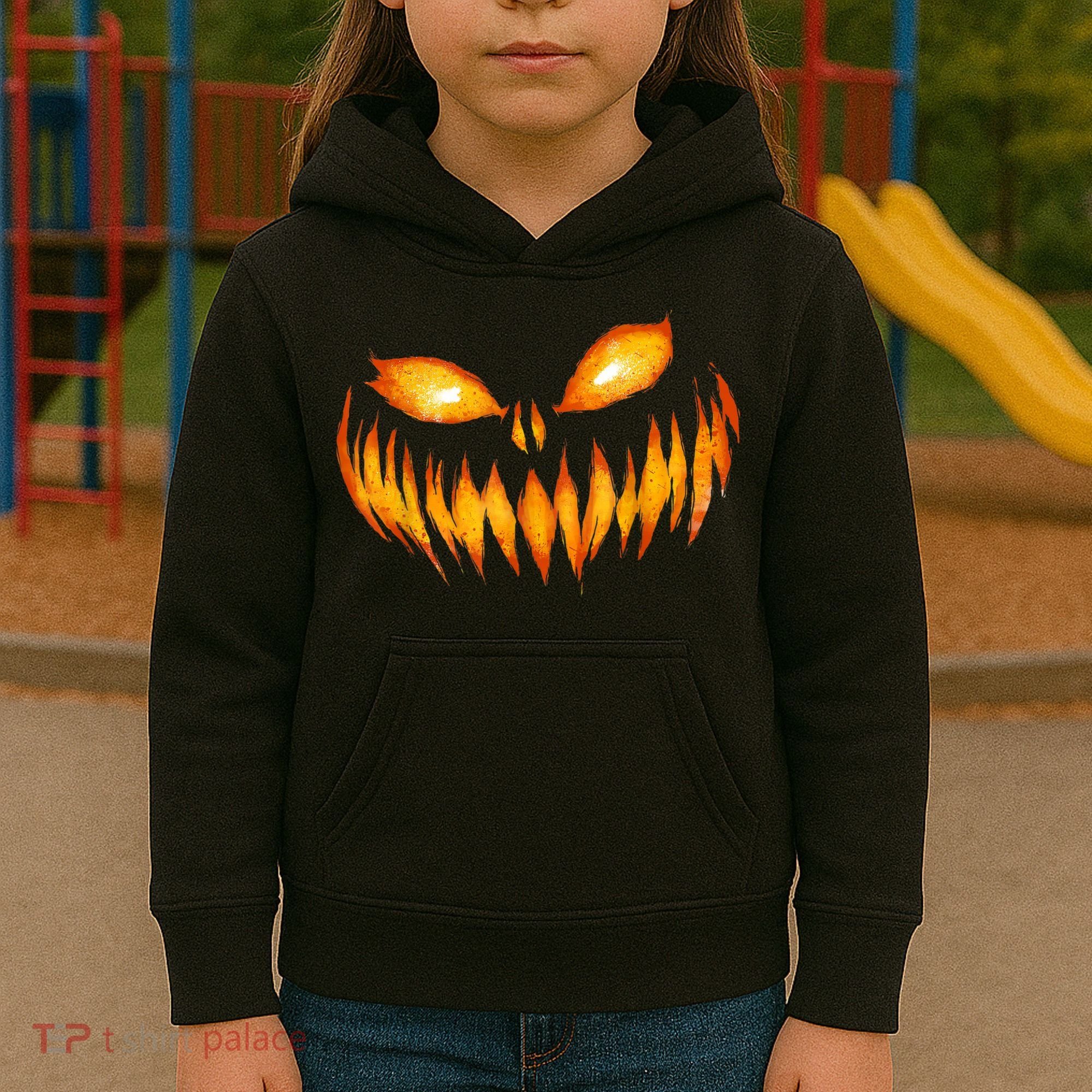 Jack O Lantern Scary Carved Pumpkin Face Halloween Kids Hoodie