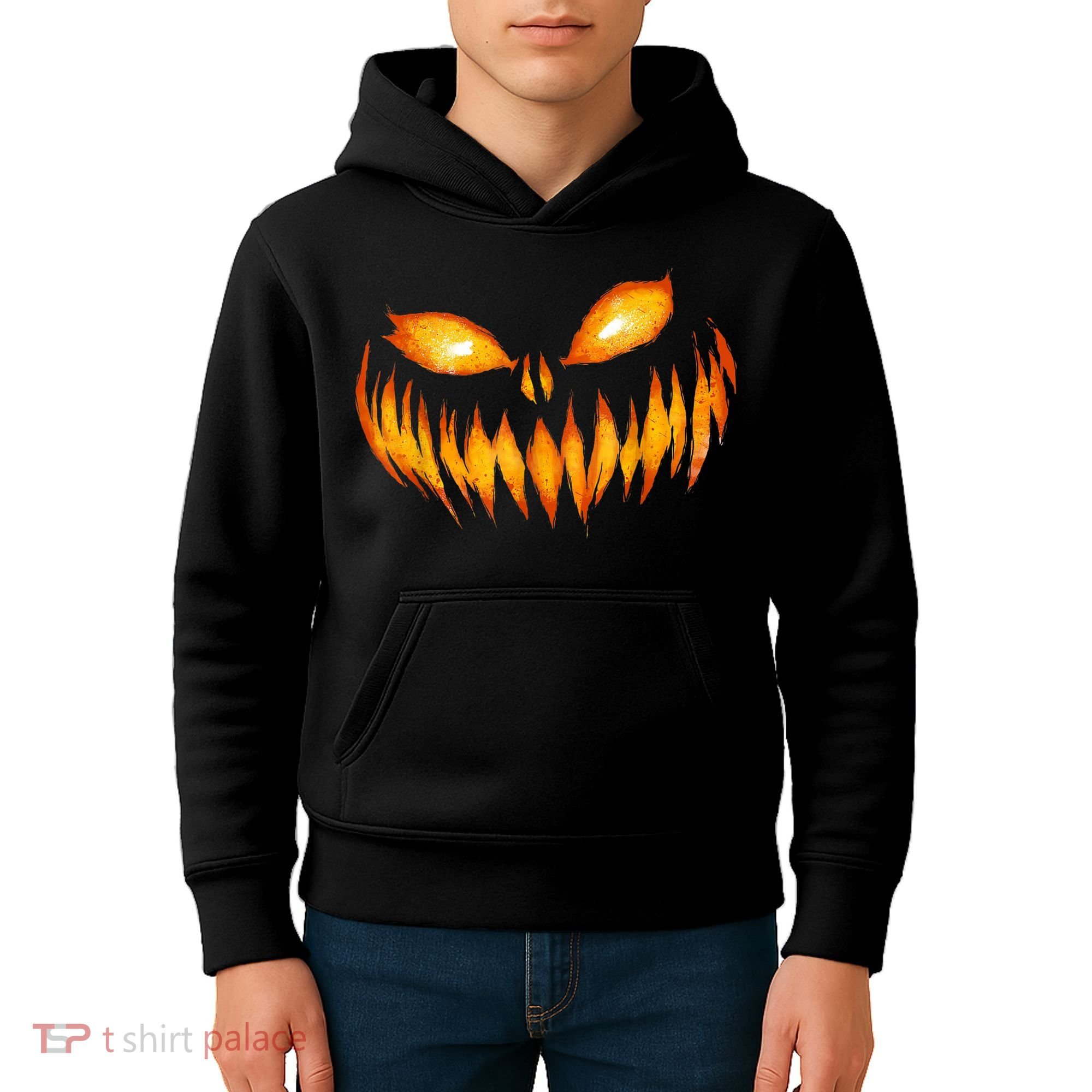 Jack O Lantern Scary Carved Pumpkin Face Halloween Kids Hoodie