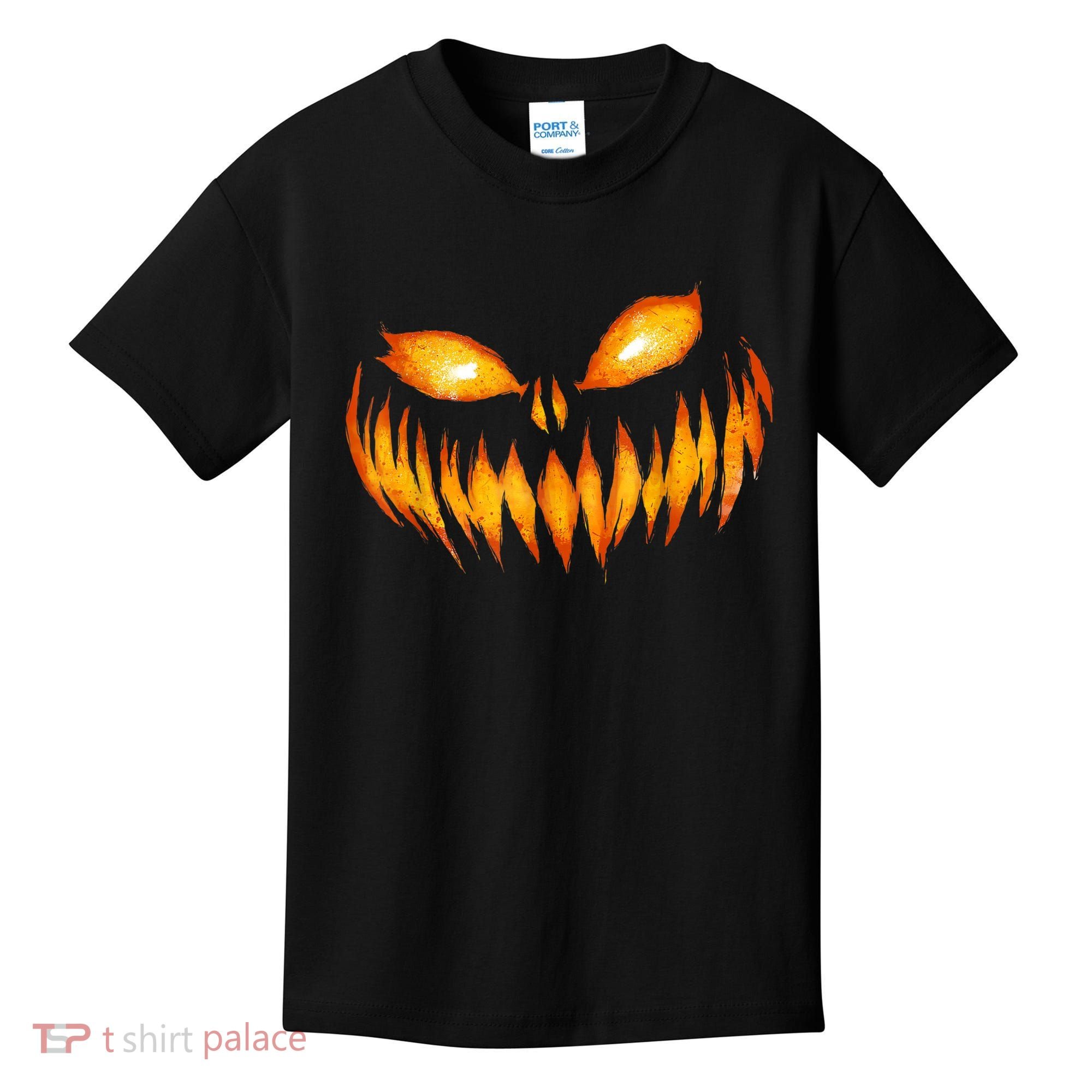 Jack O Lantern Scary Carved Pumpkin Face Halloween Kids T-Shirt