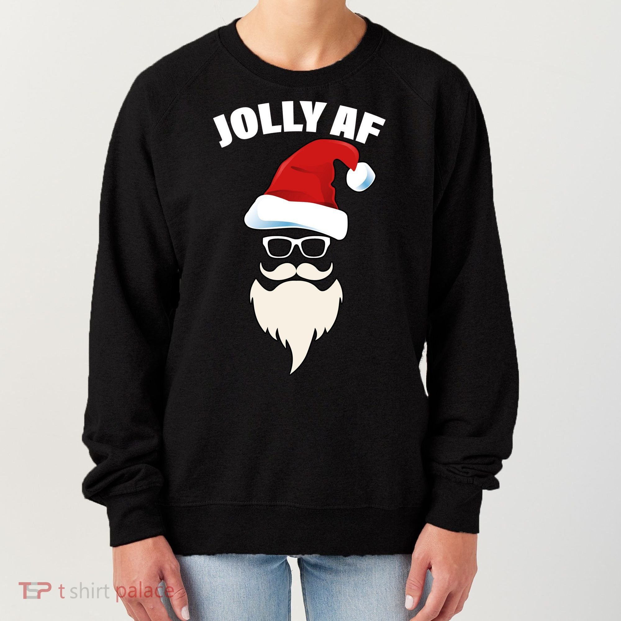 Jolly Af Hipster Santa Women's Sweatshirt
