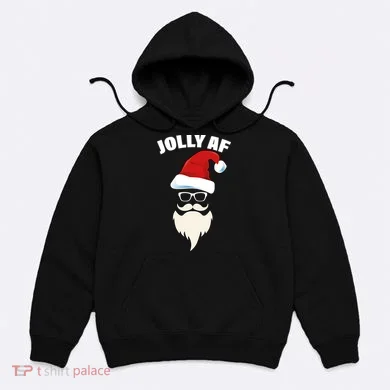 Jolly Af Hipster Santa Hoodie