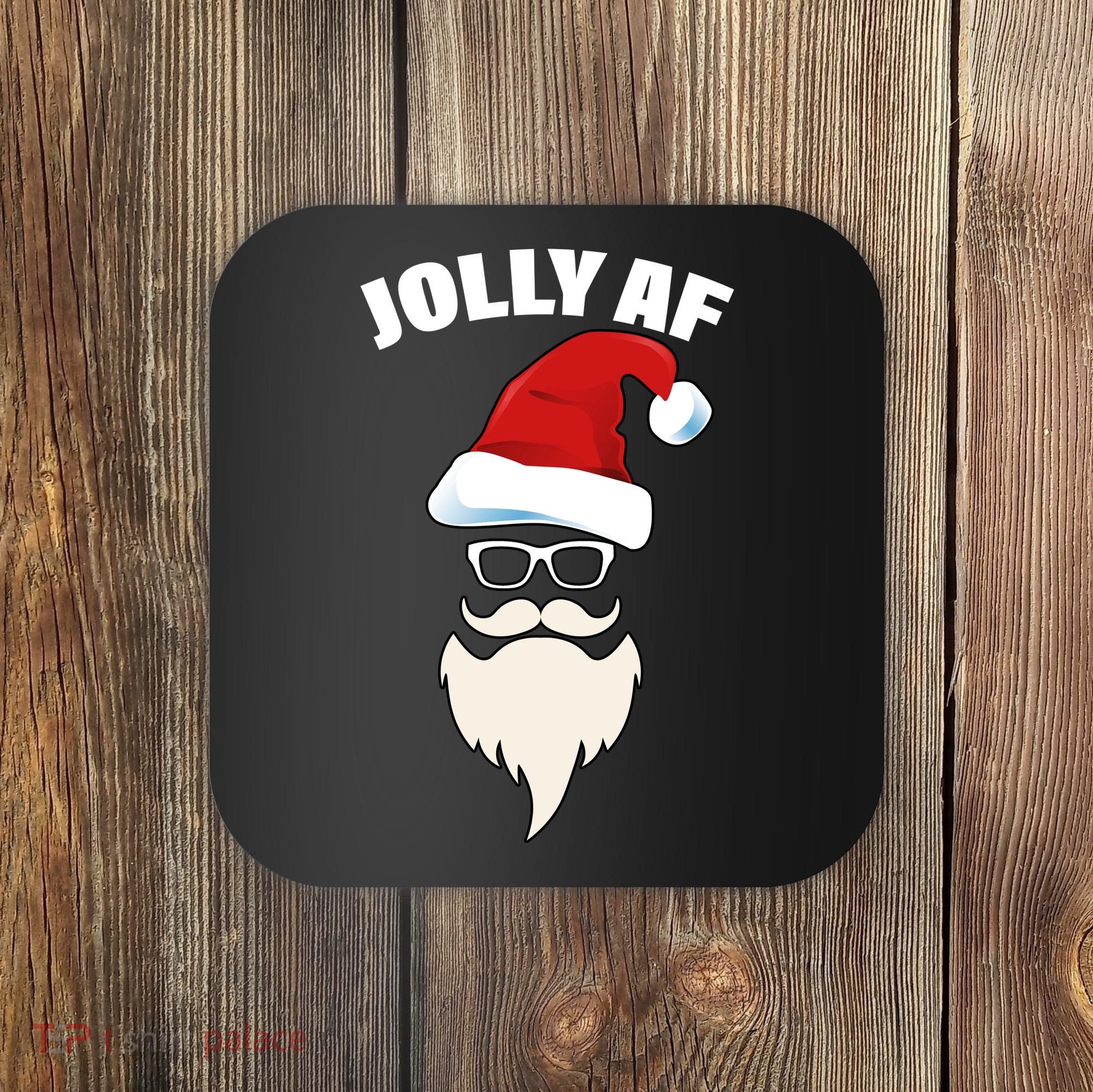 Jolly Af Hipster Santa Coaster