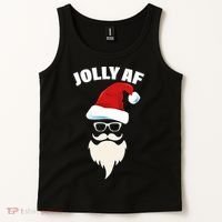 Jolly Af Hipster Santa Tank Top thumb 2