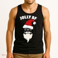 Jolly Af Hipster Santa Tank Top thumb 3