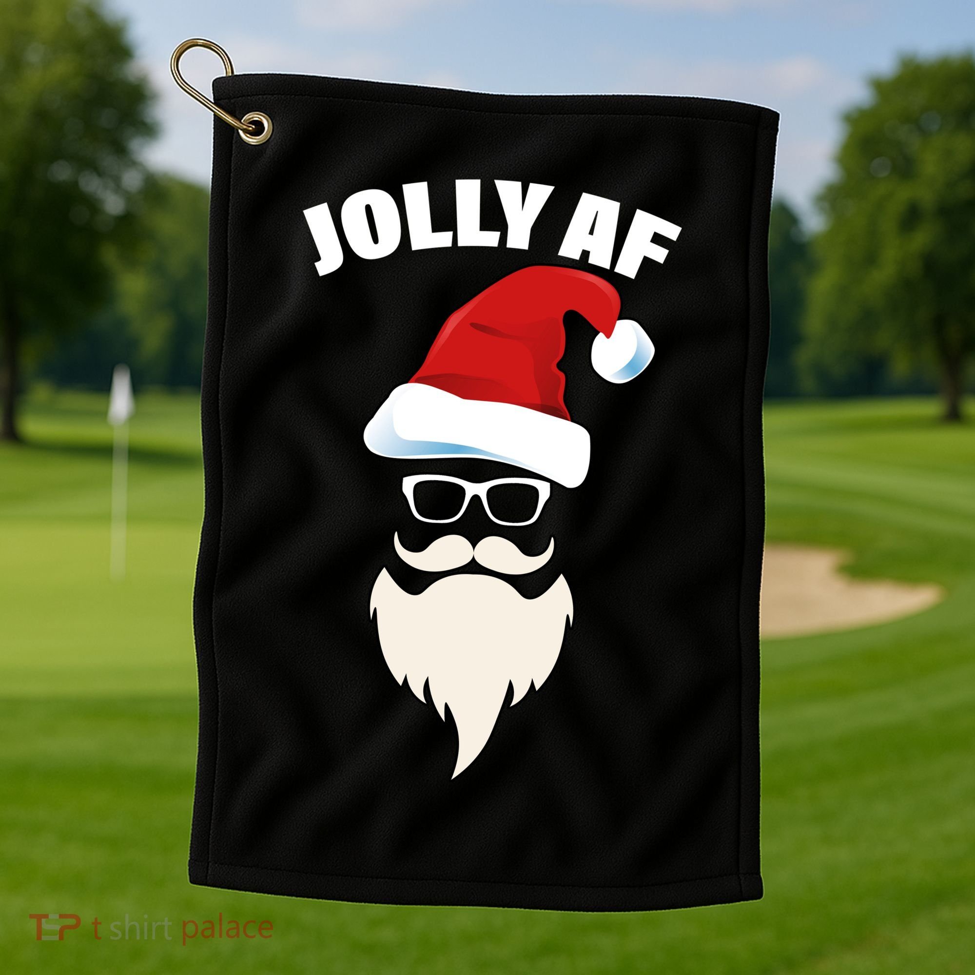 Jolly Af Hipster Santa Golf Towel