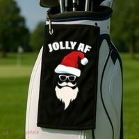 Jolly Af Hipster Santa Golf Towel thumb 2