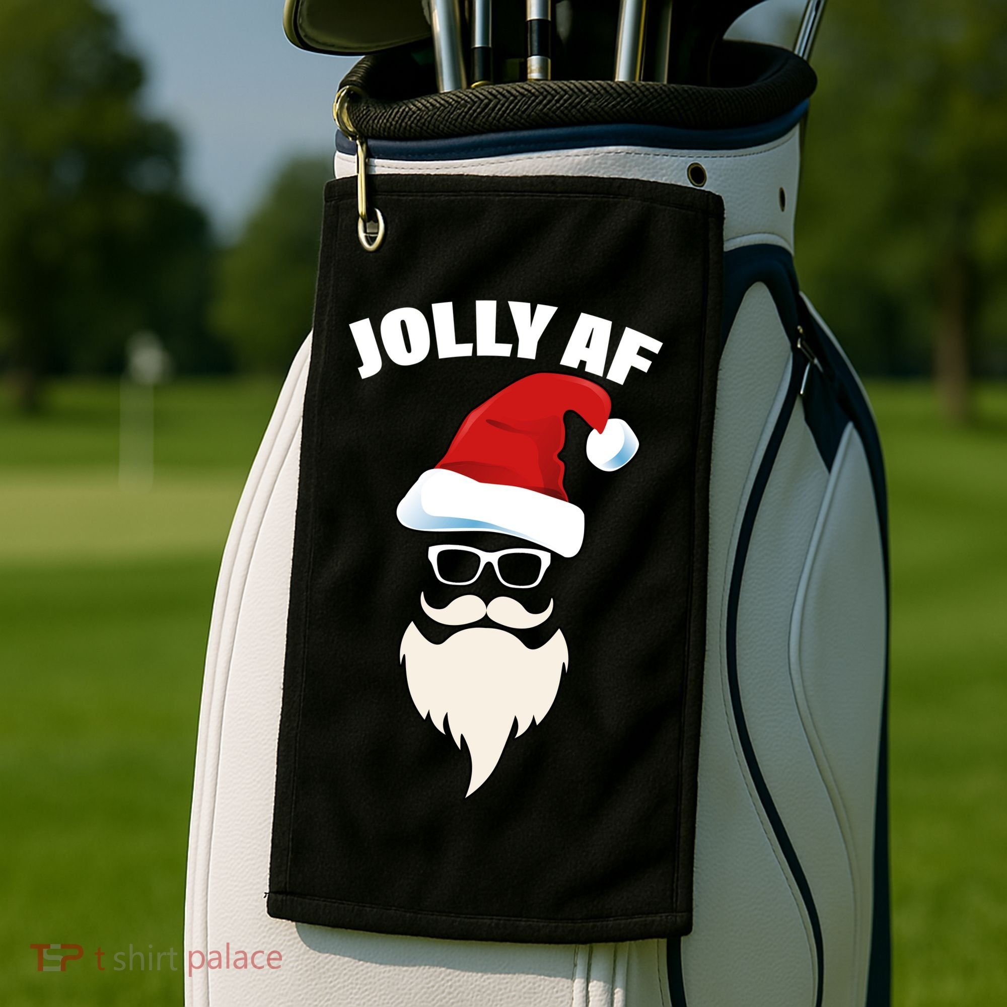 Jolly Af Hipster Santa Golf Towel