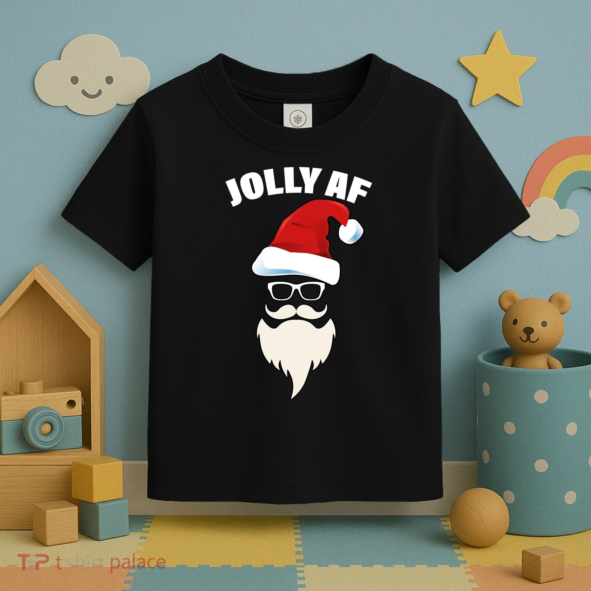 Jolly Af Hipster Santa Toddler T-Shirt