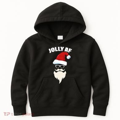Jolly Af Hipster Santa Kids Hoodie