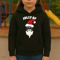 Jolly Af Hipster Santa Kids Hoodie thumb 3