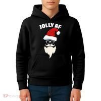 Jolly Af Hipster Santa Kids Hoodie thumb 4