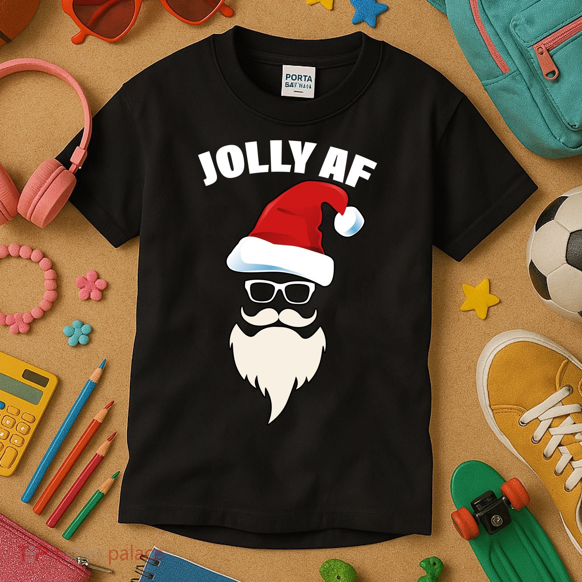 Jolly Af Hipster Santa Kids T-Shirt