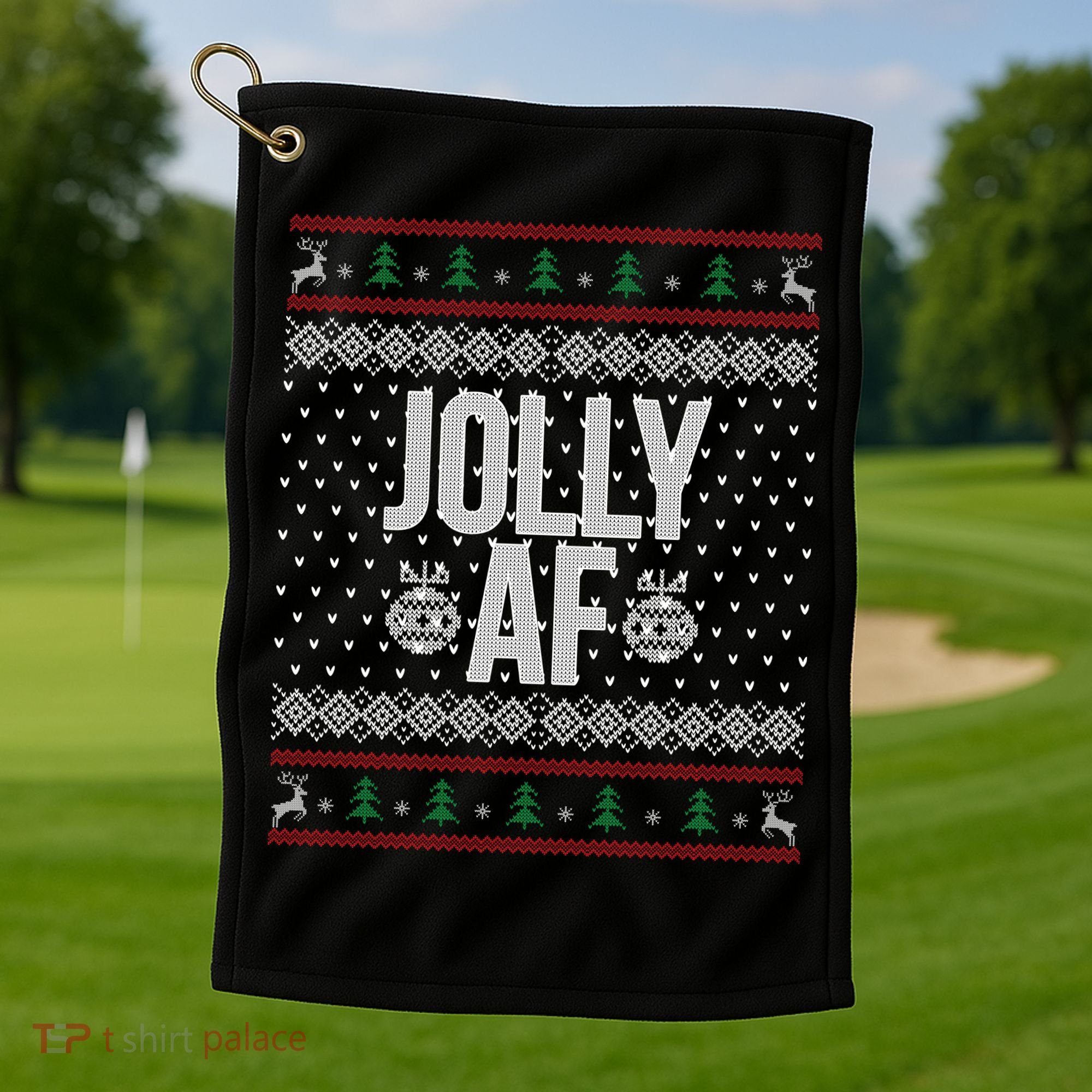Jolly AF Ugly Christmas Golf Towel