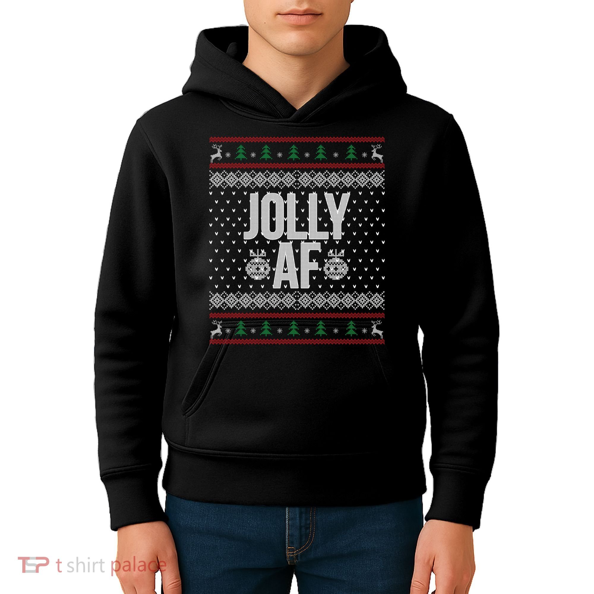 Jolly AF Ugly Christmas Kids Hoodie
