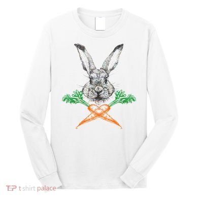 Jolly Roger Easter Bunny Crossbone Carrots Rabbit Long Sleeve Shirt