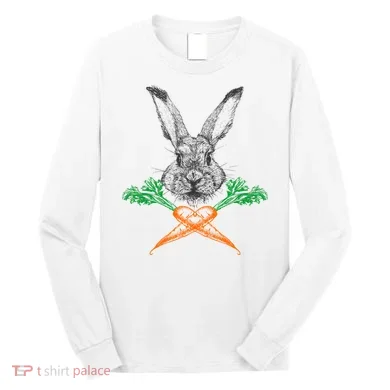 Jolly Roger Easter Bunny Crossbone Carrots Rabbit Long Sleeve Shirt