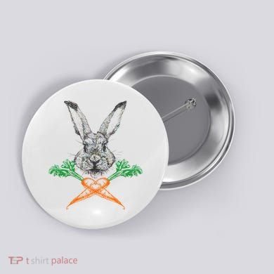 Jolly Roger Easter Bunny Crossbone Carrots Rabbit Button