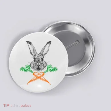 Jolly Roger Easter Bunny Crossbone Carrots Rabbit Button
