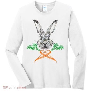 Jolly Roger Easter Bunny Crossbone Carrots Rabbit Women's Long Sleeve Shirt