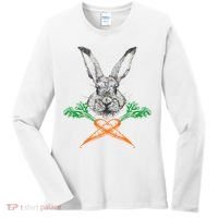 Jolly Roger Easter Bunny Crossbone Carrots Rabbit Women's Long Sleeve Shirt thumb 0