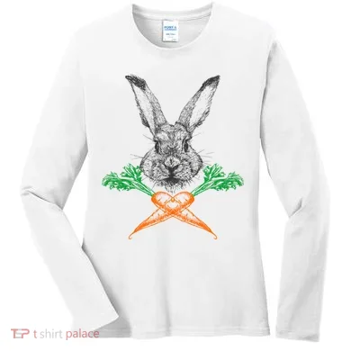 Jolly Roger Easter Bunny Crossbone Carrots Rabbit Women's Long Sleeve Shirt