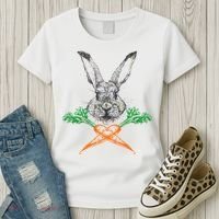 Jolly Roger Easter Bunny Crossbone Carrots Rabbit Women's T-Shirt thumb 3