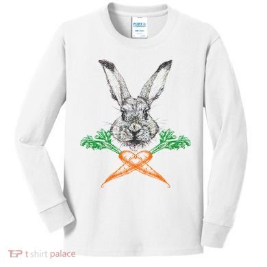 Jolly Roger Easter Bunny Crossbone Carrots Rabbit Kids Long Sleeve Shirt