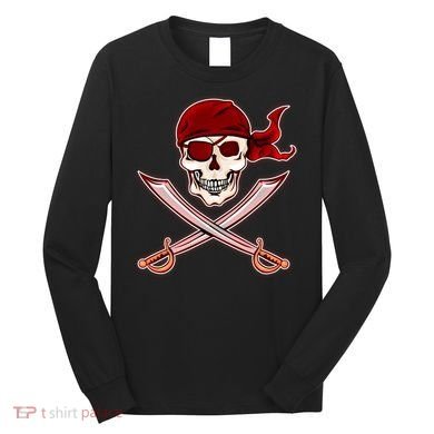 Jolly Roger Pirate Skull Flag Logo Long Sleeve Shirt