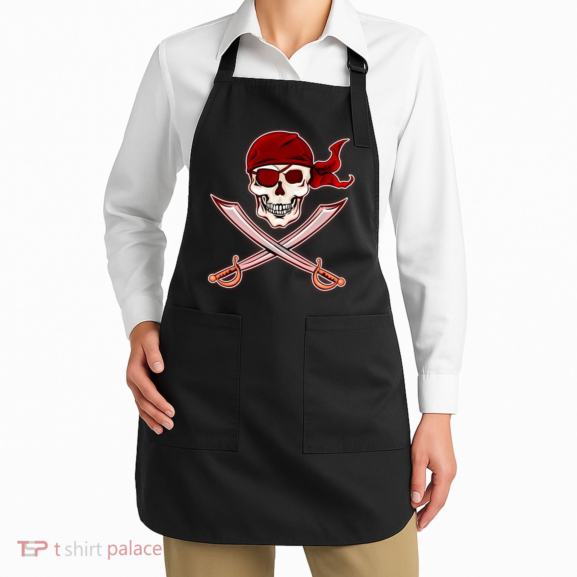 Jolly Roger Pirate Skull Flag Logo Apron