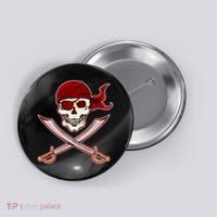 Jolly Roger Pirate Skull Flag Logo Button thumb 0