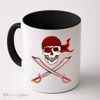 Jolly Roger Pirate Skull Flag Logo Coffee Mug thumb 0