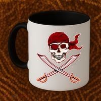 Jolly Roger Pirate Skull Flag Logo Coffee Mug thumb 2