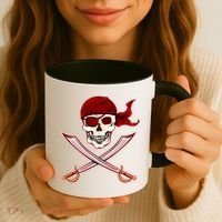 Jolly Roger Pirate Skull Flag Logo Coffee Mug thumb 3