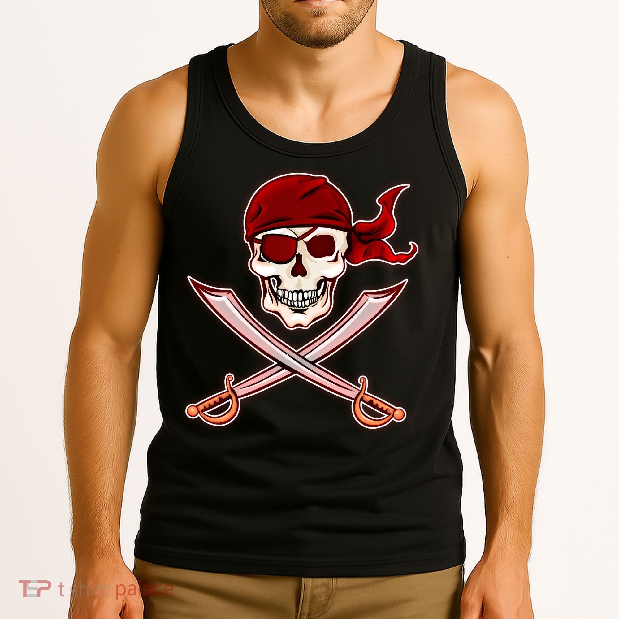 Jolly Roger Pirate Skull Flag Logo Tank Top