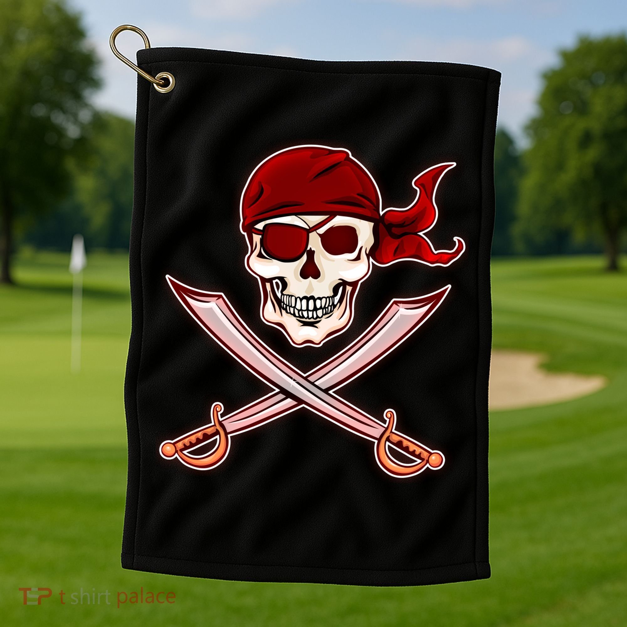Jolly Roger Pirate Skull Flag Logo Golf Towel