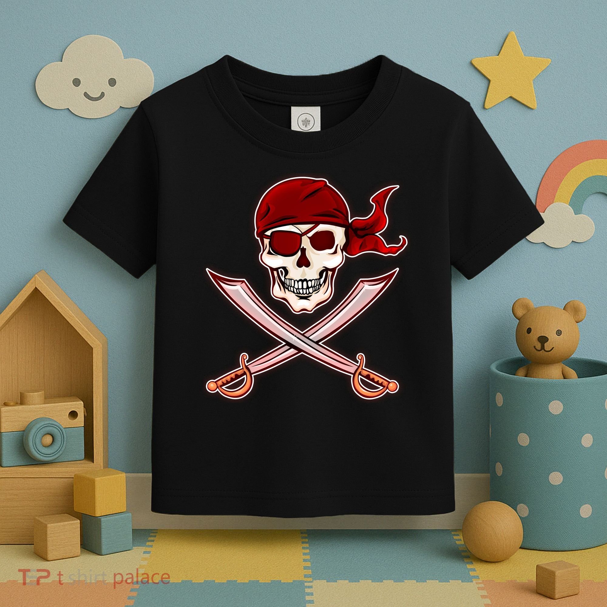 Jolly Roger Pirate Skull Flag Logo Toddler T-Shirt
