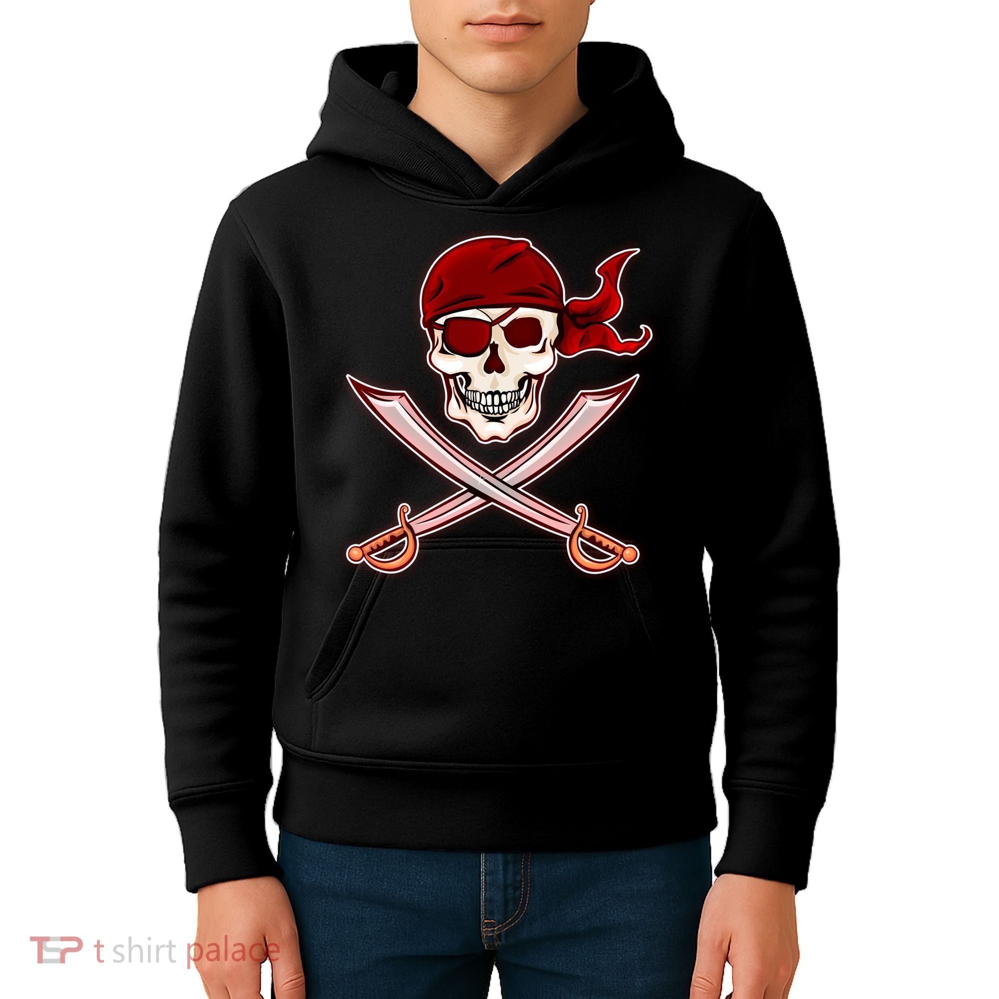 Jolly Roger Pirate Skull Flag Logo Kids Hoodie