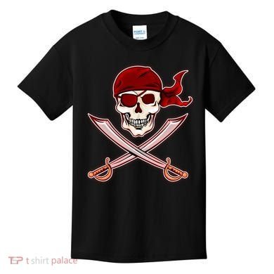 Jolly Roger Pirate Skull Flag Logo Kids T-Shirt
