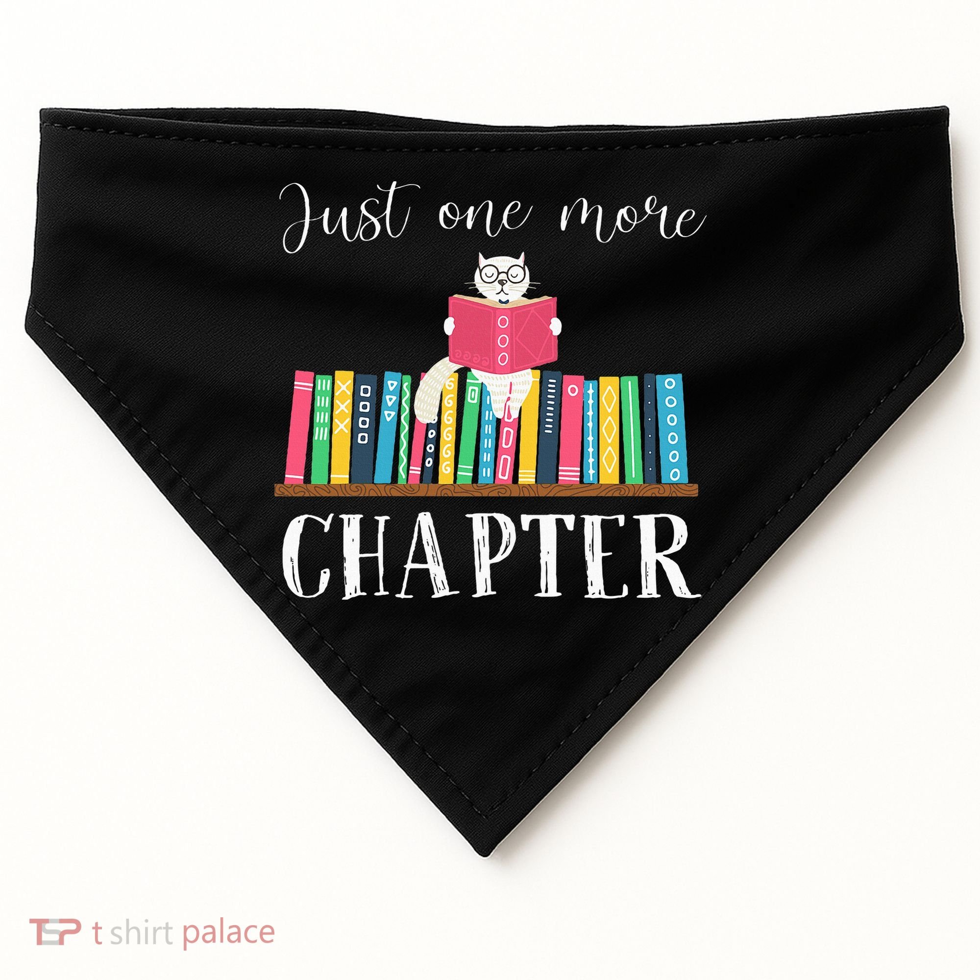 Just One More Chapter Cat Reading Book Bookworm Cat Hc USA-Made Doggie Bandana