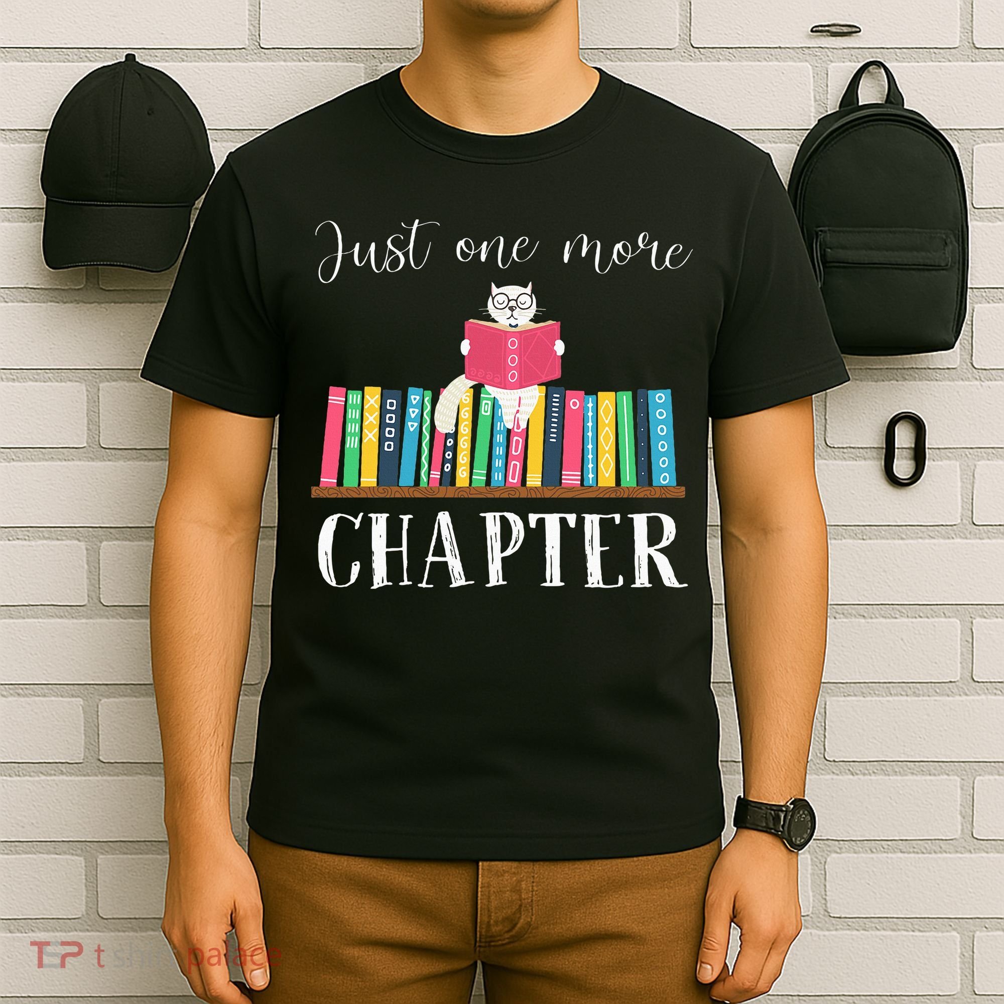 Just One More Chapter Cat Reading Book Bookworm Cat Hc T-Shirt