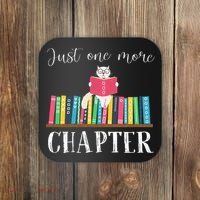 Just One More Chapter Cat Reading Book Bookworm Cat Hc Coaster thumb 0