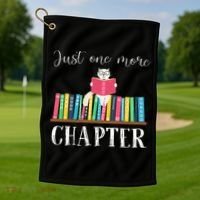 Just One More Chapter Cat Reading Book Bookworm Cat Hc Golf Towel thumb 1