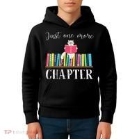 Just One More Chapter Cat Reading Book Bookworm Cat Hc Kids Hoodie thumb 4