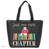 Just One More Chapter Cat Reading Book Bookworm Cat Hc Tote Bag thumb 0