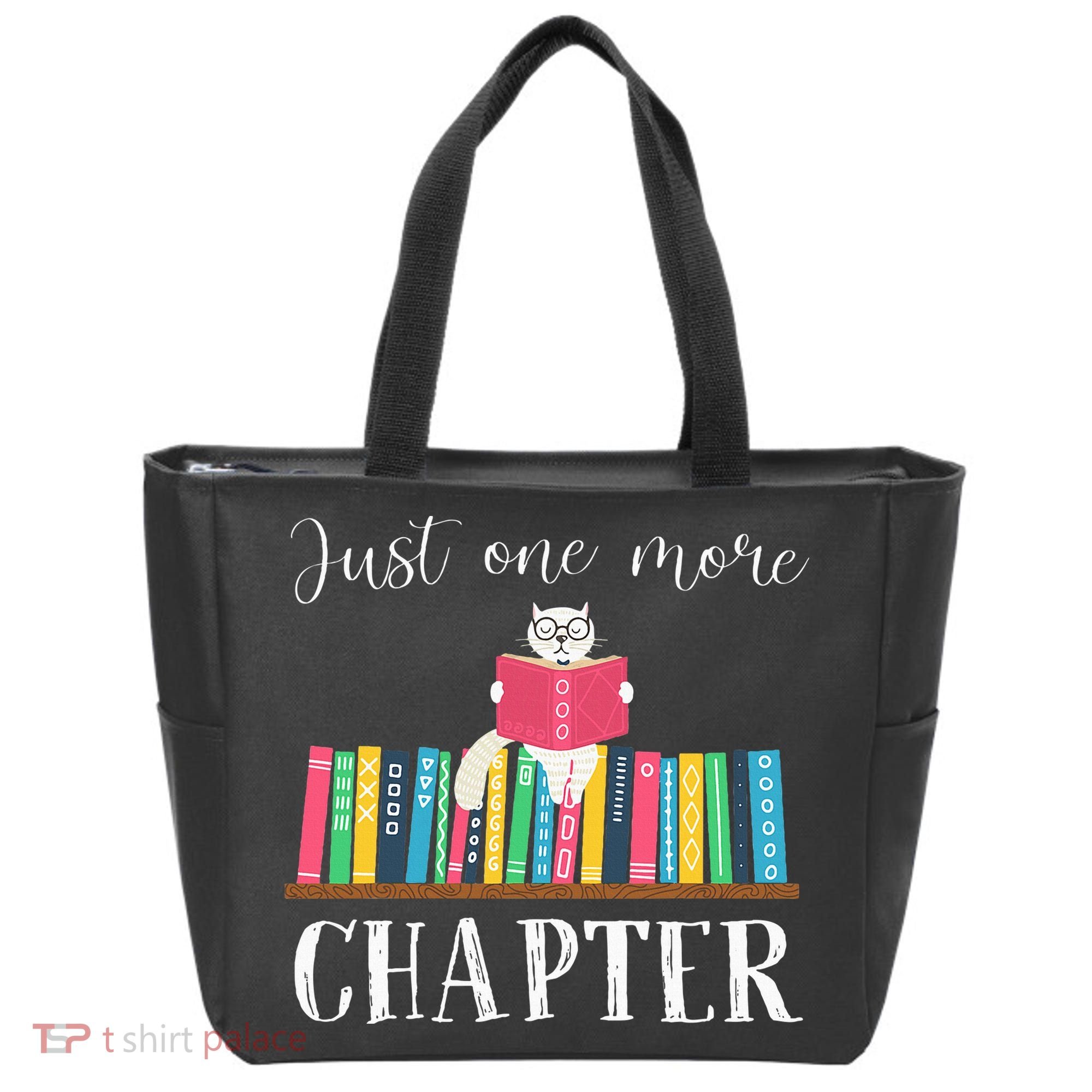 Just One More Chapter Cat Reading Book Bookworm Cat Hc Tote Bag