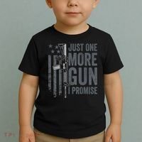Just One More Gun I Promise Funny Guns Joke ON BACK Toddler T-Shirt thumb 2
